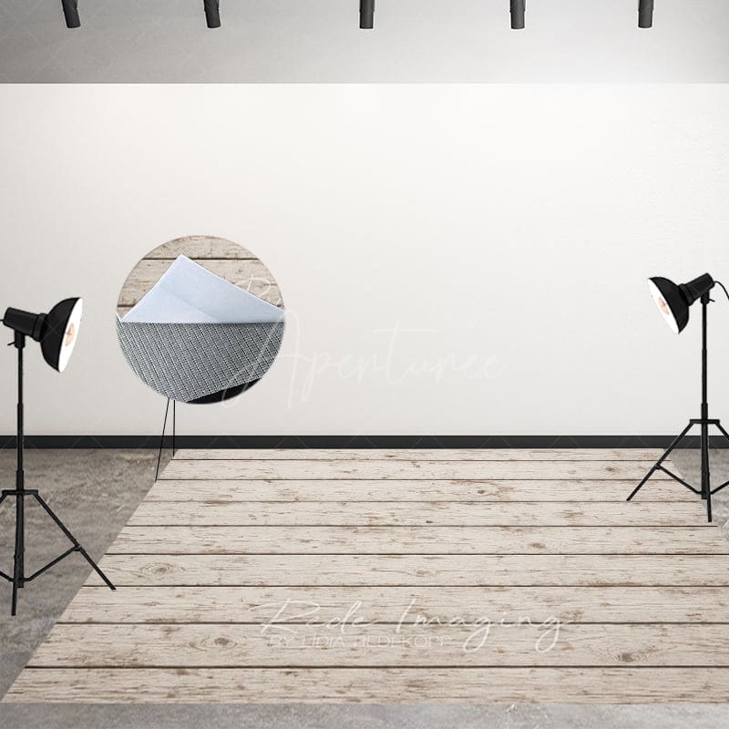 Aperturee - Aperturee White Wooden Mottled Fabric Floor Backdrop For Photo