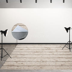 Aperturee - Aperturee White Wooden Mottled Fabric Floor Backdrop For Photo