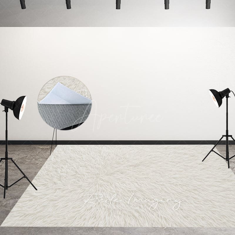 Aperturee - Aperturee White Wool Carpet Fabric Floor Backdrop For Photo