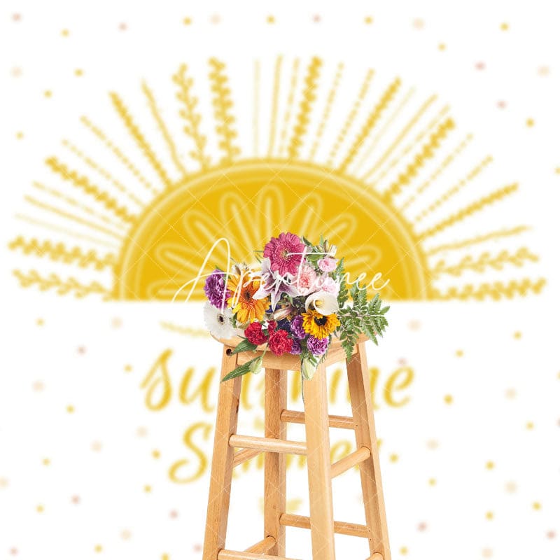 Aperturee - Aperturee White Yellow Sunshine Hello Summer Party Backdrop
