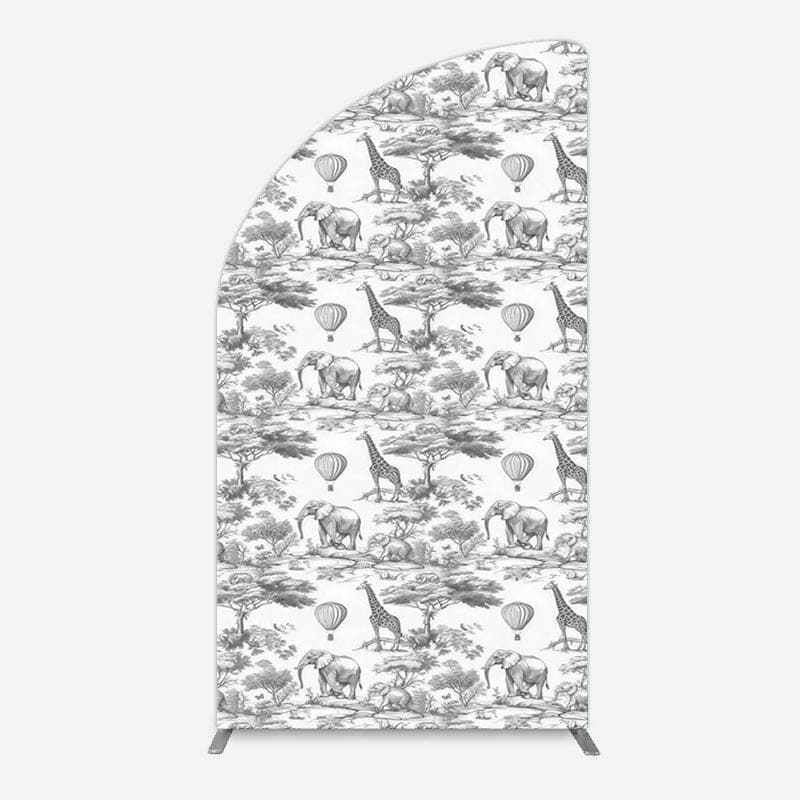 Aperturee - Aperturee Wild Animals Forest Happy Birthday Half Moon Arch Backdrop