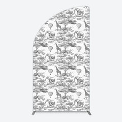 Aperturee - Aperturee Wild Animals Forest Happy Birthday Half Moon Arch Backdrop