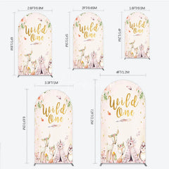 Aperturee - Aperturee Wild One Arch Backdrop Boho Woodland Animals Baby Shower Pink Floral Fox Deer Party Decor for Girl