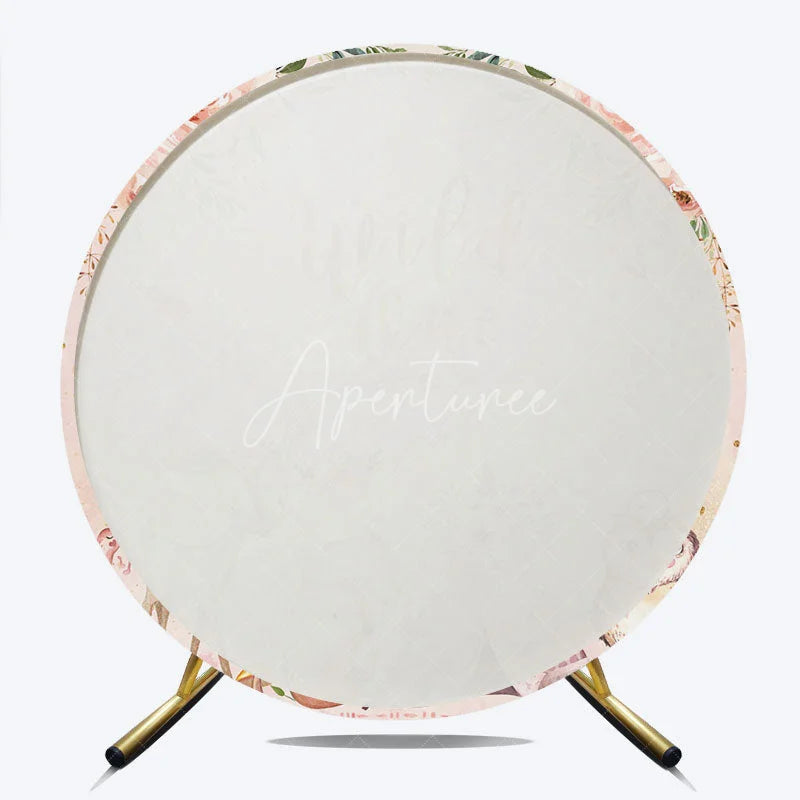 Aperturee - Aperturee Wild One First Birthday Round Backdrop Boho Woodland Animals with Fox and Deer Girl or Boy Party Decor