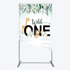 Aperturee - Aperturee Wild One Rectangle Backdrop Safari Jungle Animals First Birthday Party Cover Decor