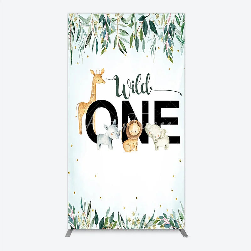 Aperturee - Aperturee Wild One Rectangle Backdrop Safari Jungle Animals First Birthday Party Cover Decor