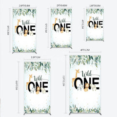 Aperturee - Aperturee Wild One Rectangle Backdrop Safari Jungle Animals First Birthday Party Cover Decor