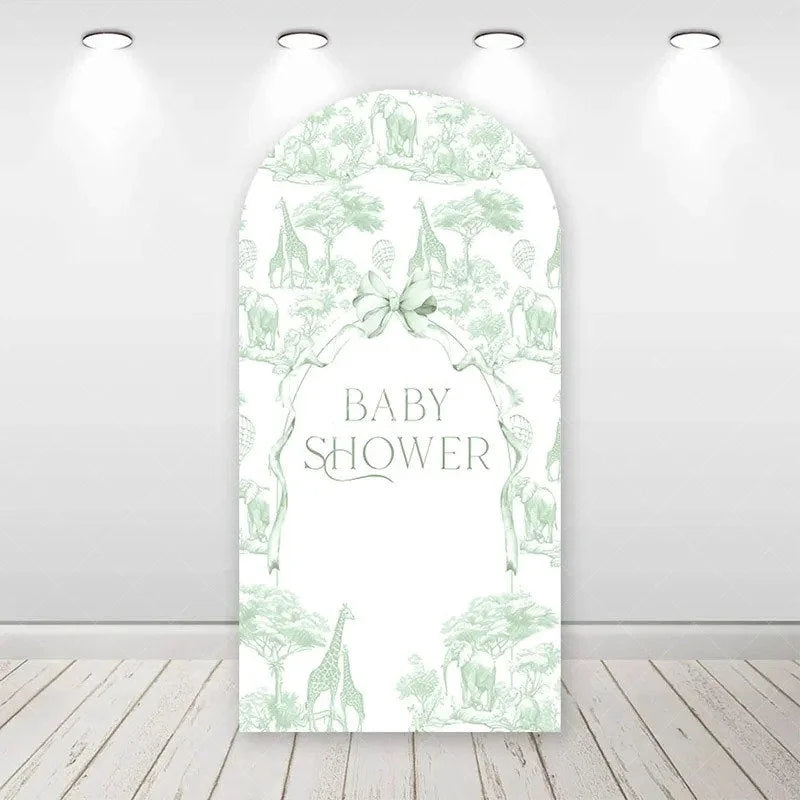 Aperturee - Aperturee Wild Safari Animals Baby Shower Arch Backdrop Stylish Bow Detail Party and Event Decoration