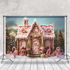 Aperturee - Aperturee Winter Candyland Pine Trees Snowy Christmas Backdrop