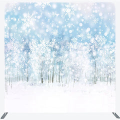 Aperturee - Aperturee Winter Forest Tension Fabric Backdrop Snowy Tree Landscape Background Blue Sky Snowfall Decoration