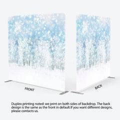 Aperturee - Aperturee Winter Forest Tension Fabric Backdrop Snowy Tree Landscape Background Blue Sky Snowfall Decoration