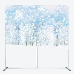 Aperturee - Aperturee Winter Forest Tension Fabric Backdrop Snowy Tree Landscape Background Blue Sky Snowfall Decoration