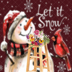 Aperturee - Aperturee Winter Let It Snow Snowman Bird Christmas Backdrop