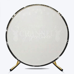 Aperturee - Aperturee Winter Lumberjack Round Backdrop Channel The Flannel Party Decoration Rustic Plaid Elk Background