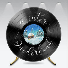 Aperturee - Aperturee Winter Onederland 1st Birthday Vinyl Record Round Backdrop Snowy Cabin Music Theme First Birthday Decor