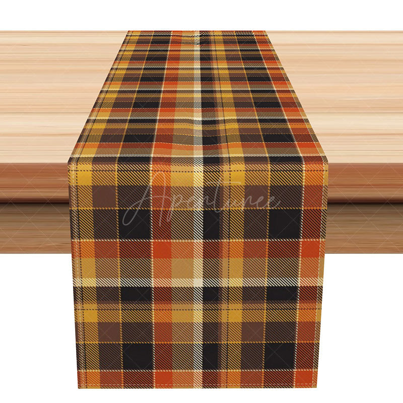 Aperturee - Aperturee Winter Plaid Table Runner with Classic Mixed Colors for Holiday and Christmas Farmhouse Table Decor