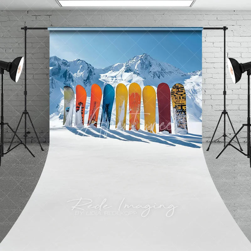 Aperturee - Aperturee Winter Snowboard Sweep Backdrop Ski Mountain Snow Photography Background Extreme Sports Sporty Holiday Party