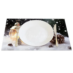 Aperturee - Aperturee Winter Snowflake and Christmas Tree Set of 4 Placemats for Holiday Dining and Festive Decorations