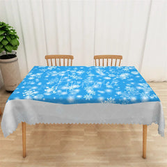 Aperturee - Aperturee Winter Snowflake Rectangle Tablecloth Blue with White Snowflakes Christmas Holiday Table Cover Decor