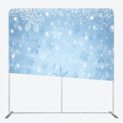 Aperturee - Aperturee Winter Snowflakes Double-Sided Tension Fabric Backdrop Blue Frozen Theme for Christmas Holiday Party Photo Booth