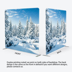 Aperturee - Aperturee Winter Snowy Forest Tension Fabric Backdrop Blue Sky Pine Tree Nature Background Wonderland Scenic Decoration