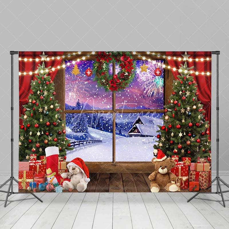Aperturee - Aperturee Winter Sunset Xmas Gifts Decor Christmas Backdrop