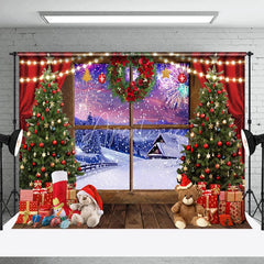 Aperturee - Aperturee Winter Sunset Xmas Gifts Decor Christmas Backdrop
