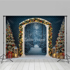 Aperturee - Aperturee Winter Wonderland Arch Photography Backdrop Snowy Christmas Forest Scene Holiday Mini Session Background