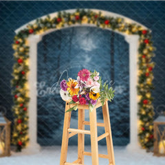 Aperturee - Aperturee Winter Wonderland Arch Photography Backdrop Snowy Christmas Forest Scene Holiday Mini Session Background