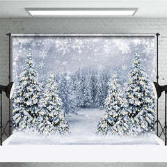 Aperturee - Aperturee Winter Wonderland Photography Backdrop Snowy Christmas Tree Forest Magical Holiday Snowfall Photo Background