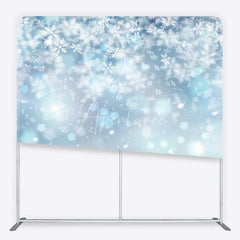 Aperturee - Aperturee Winter Wonderland Snowflake Tension Fabric Backdrop Blue Snow and Stars Photography Background