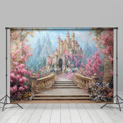 Aperturee - Aperturee Wonderland Sweet Floral Sky Castle Wedding Backdrop