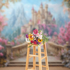 Aperturee - Aperturee Wonderland Sweet Floral Sky Castle Wedding Backdrop