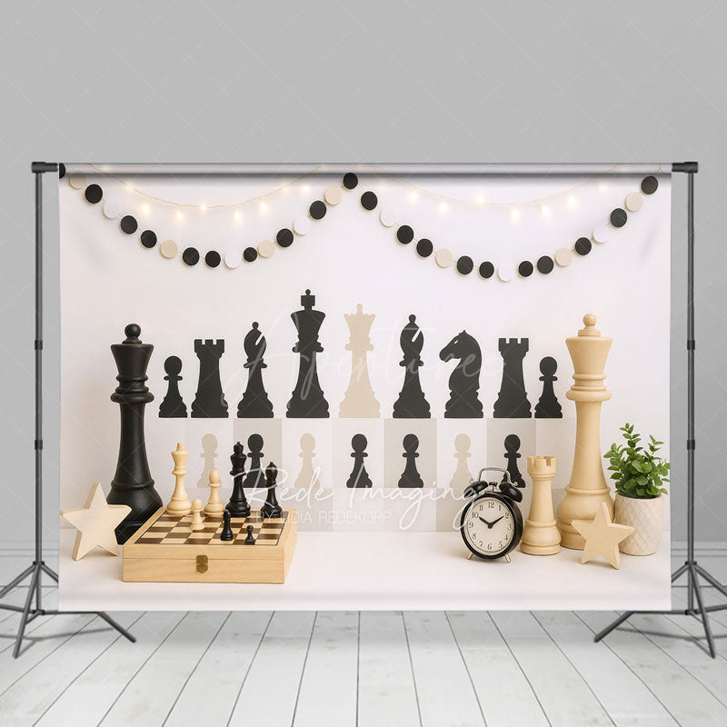 Aperturee - Aperturee Wood Black White Chess Fresh Cake Smash Backdrop