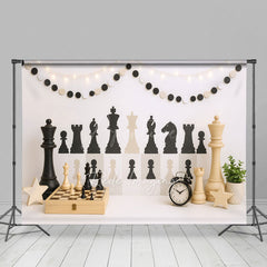 Aperturee - Aperturee Wood Black White Chess Fresh Cake Smash Backdrop
