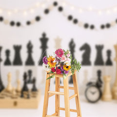 Aperturee - Aperturee Wood Black White Chess Fresh Cake Smash Backdrop