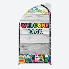 Aperturee - Aperturee Wood Classroon Welcome Back To School Half Moon Arch Backdrop