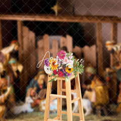 Aperturee - Aperturee Wood Manger Saint Jesus Birth Lamb Christmas Backdrop
