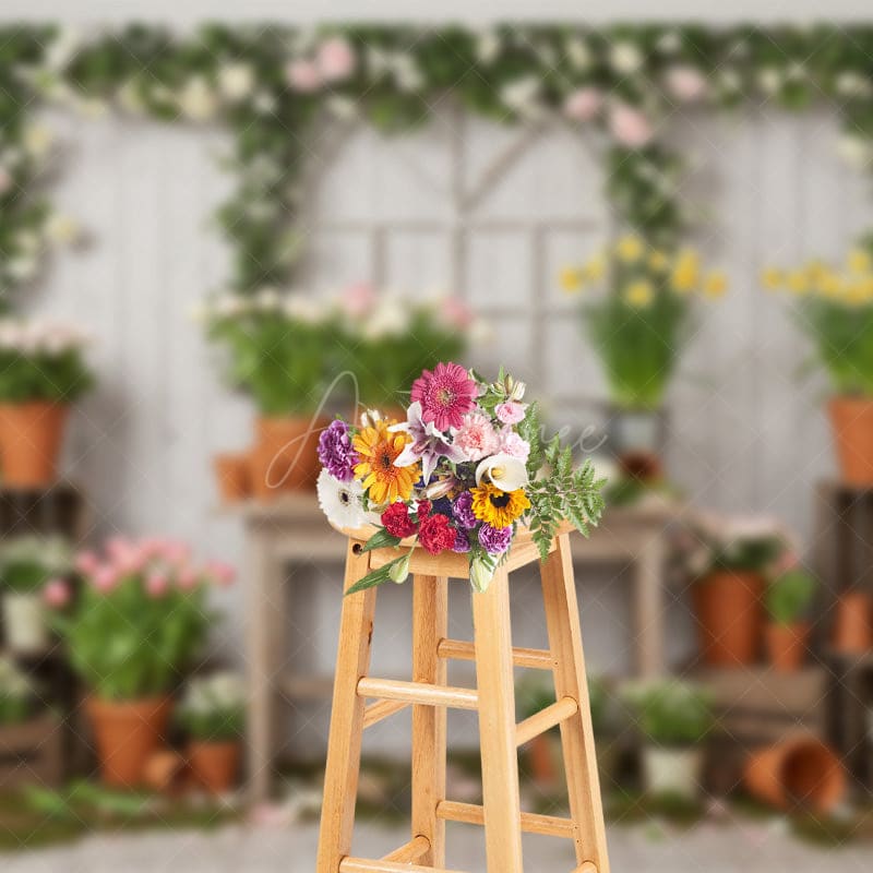 Aperturee - Aperturee Wooden Board Planting Tulips Floral Spring Backdrop