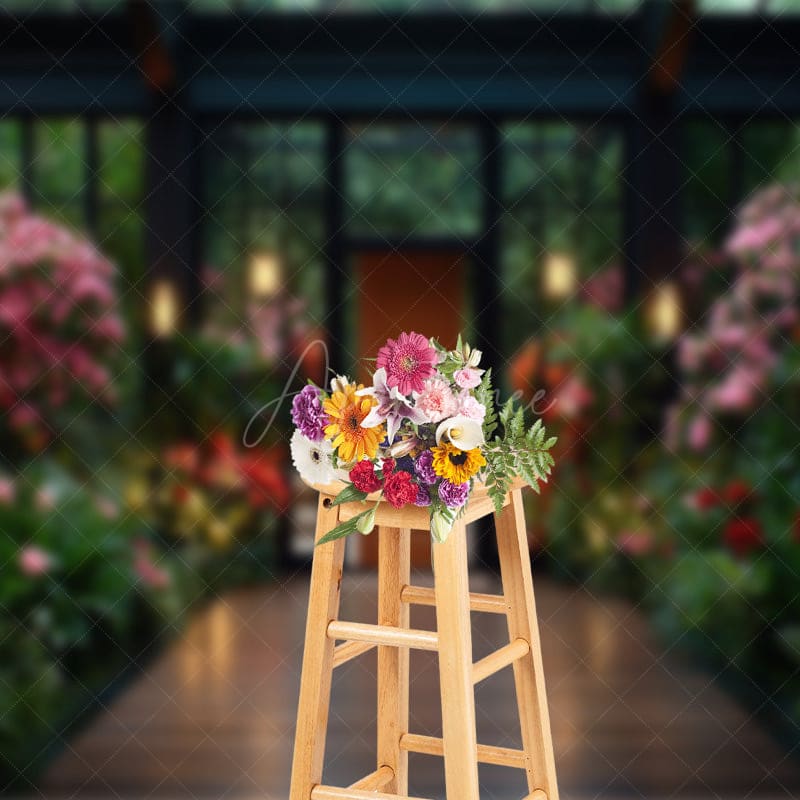 Aperturee - Aperturee Wooden Courtyard Floral Bright House Spring Backdrop