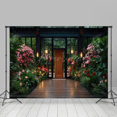 Aperturee - Aperturee Wooden Courtyard Floral Bright House Spring Backdrop