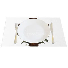 Aperturee - Aperturee Wooden Cross Set of 4 Placemats White Lily Flower Religious Christian Holiday Table Mats