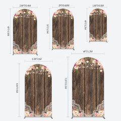 Aperturee - Aperturee Wooden Floral Lace Pattern Wedding Arch Backdrop