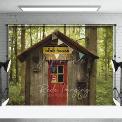 Aperturee - Aperturee Wooden Forest Club House Backdrop Do Not Enter Sign Treehouse Photography Background for Boy Birthday Party