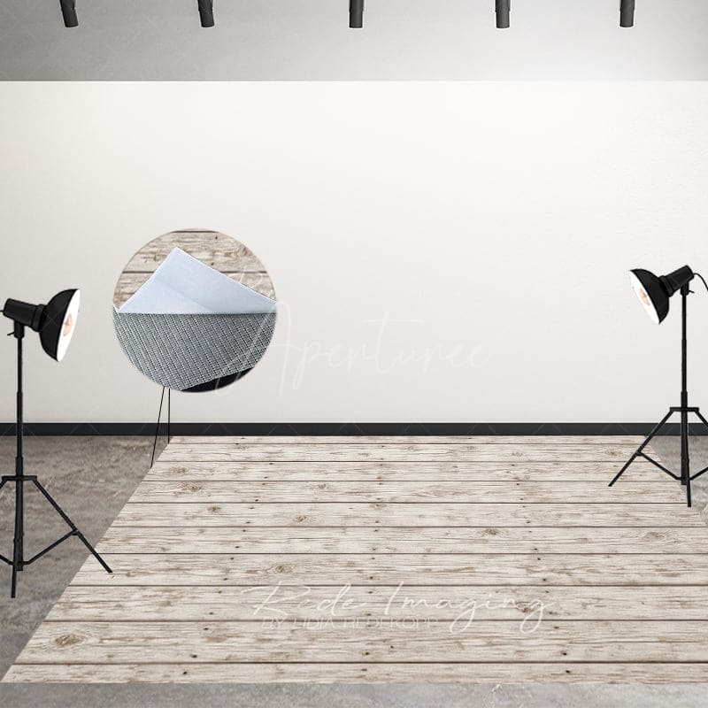 Aperturee - Aperturee Wooden Pattern White Fabric Floor Backdrop For Photo
