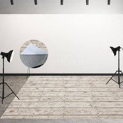 Aperturee - Aperturee Wooden Pattern White Fabric Floor Backdrop For Photo