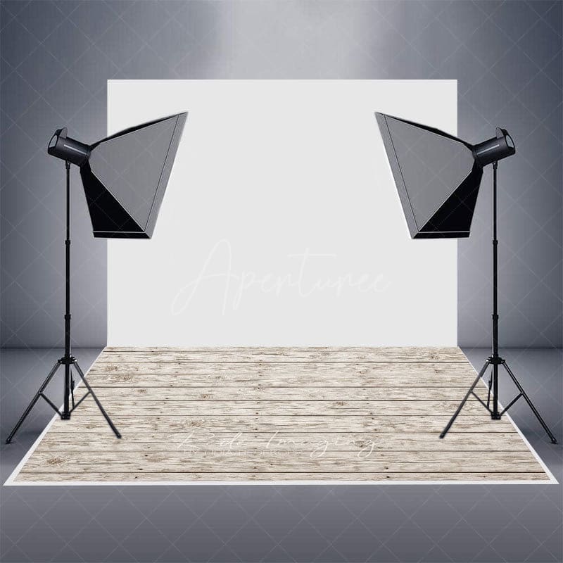 Aperturee - Aperturee Wooden Patterns White Rubber Floor Mat For Photo