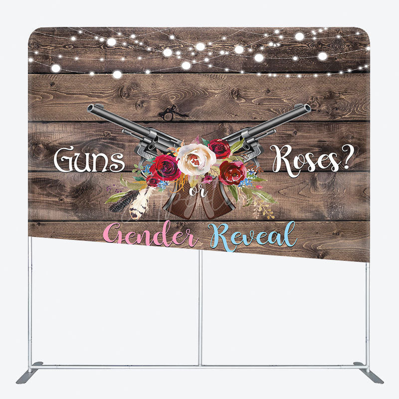 Aperturee Aperturee Wooden Rose Guns Gender Reveal Tension Fabric Backdrop