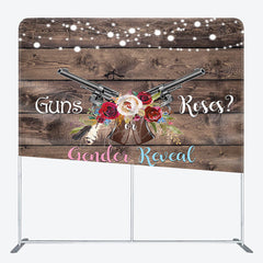 Aperturee Aperturee Wooden Rose Guns Gender Reveal Tension Fabric Backdrop