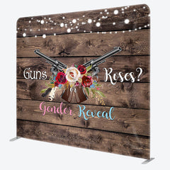 Aperturee Aperturee Wooden Rose Guns Gender Reveal Tension Fabric Backdrop